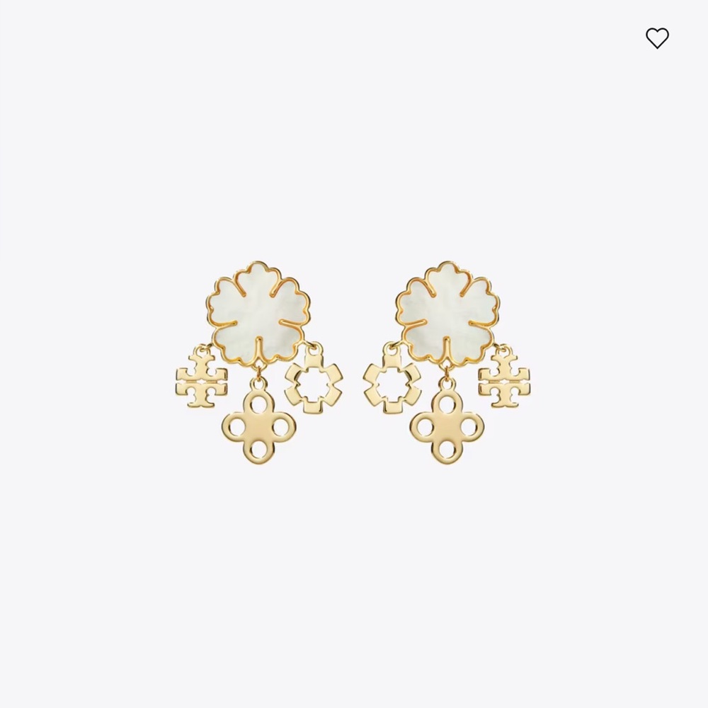 Elegant Gold and White Floral Earrings
